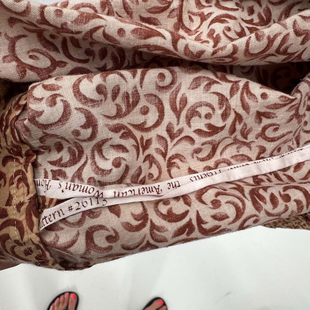 Handmade Brown Scroll Print Tiered Maxi Skirt Ruffle Hem L Cottagecore Costume - Picture 8 of 10